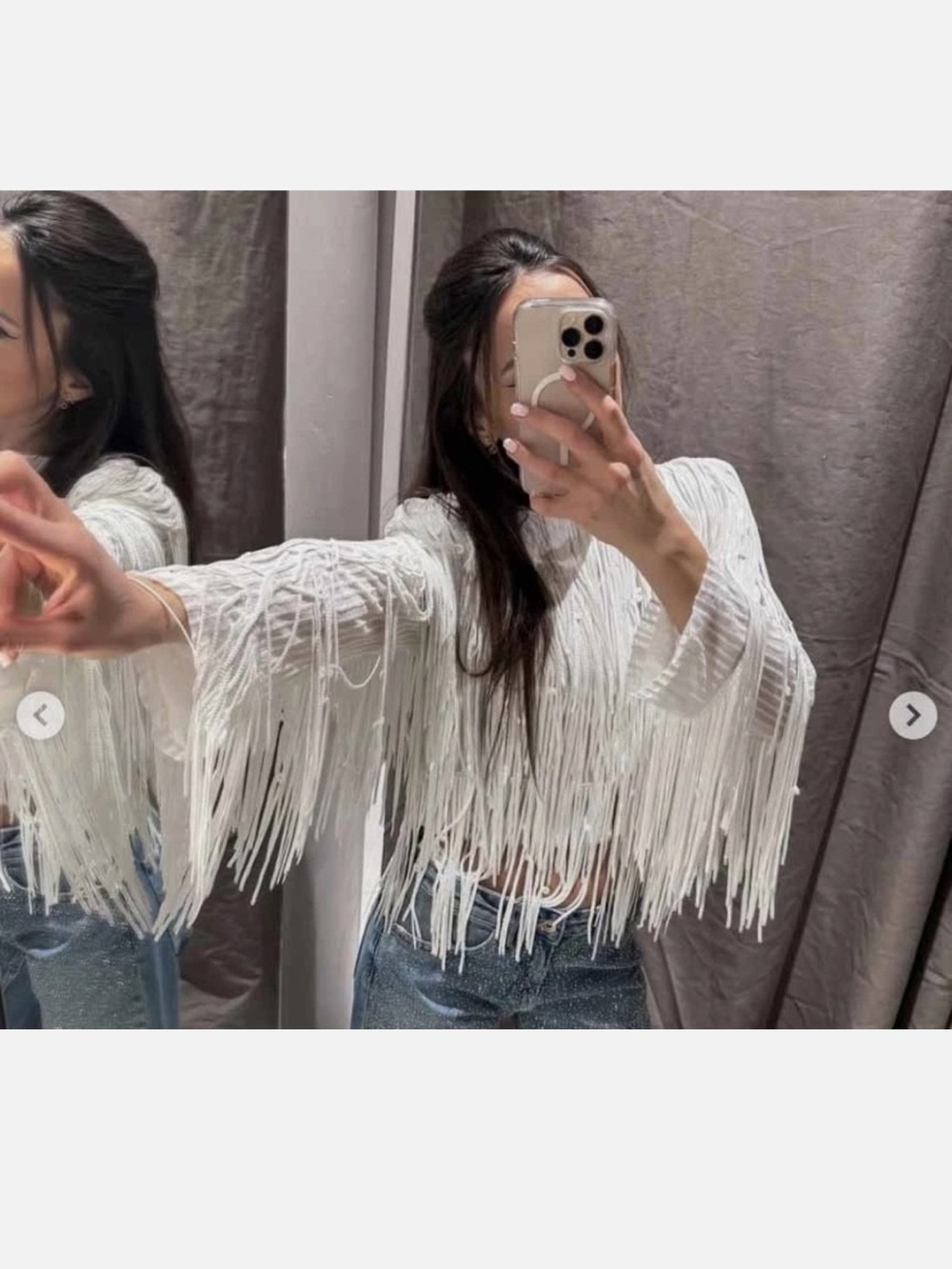 ZARA SEQUIN FRINGE JACKET - Picture 14 of 16